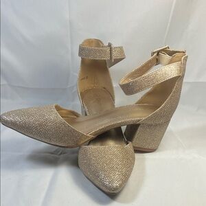 Dream Pairs Glittering Gold Block Heels